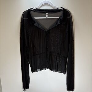 it's Women's Black Sheer Top Size 2X Chic-Night Out Edgy Gothic Alternative
